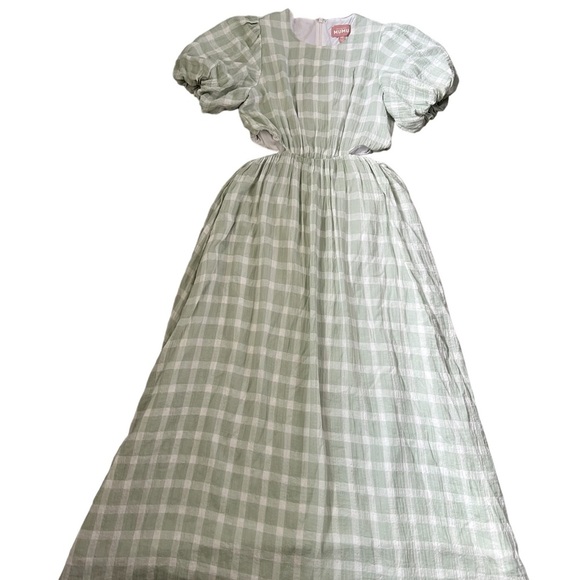 Show Me Your Mumu Eloise Plaid Cut-Out Green Maxi Dress Size XS - Picture 11 of 12